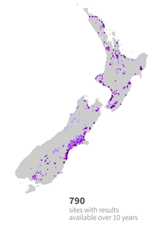 Electrical conductivity state (2024) results on map of New Zealand